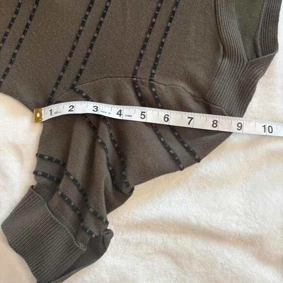 Striped Dark Green Blouse Short Sleeve Ruched Knit Top By Apt.9 Womens Size L - Picture 8 of 10